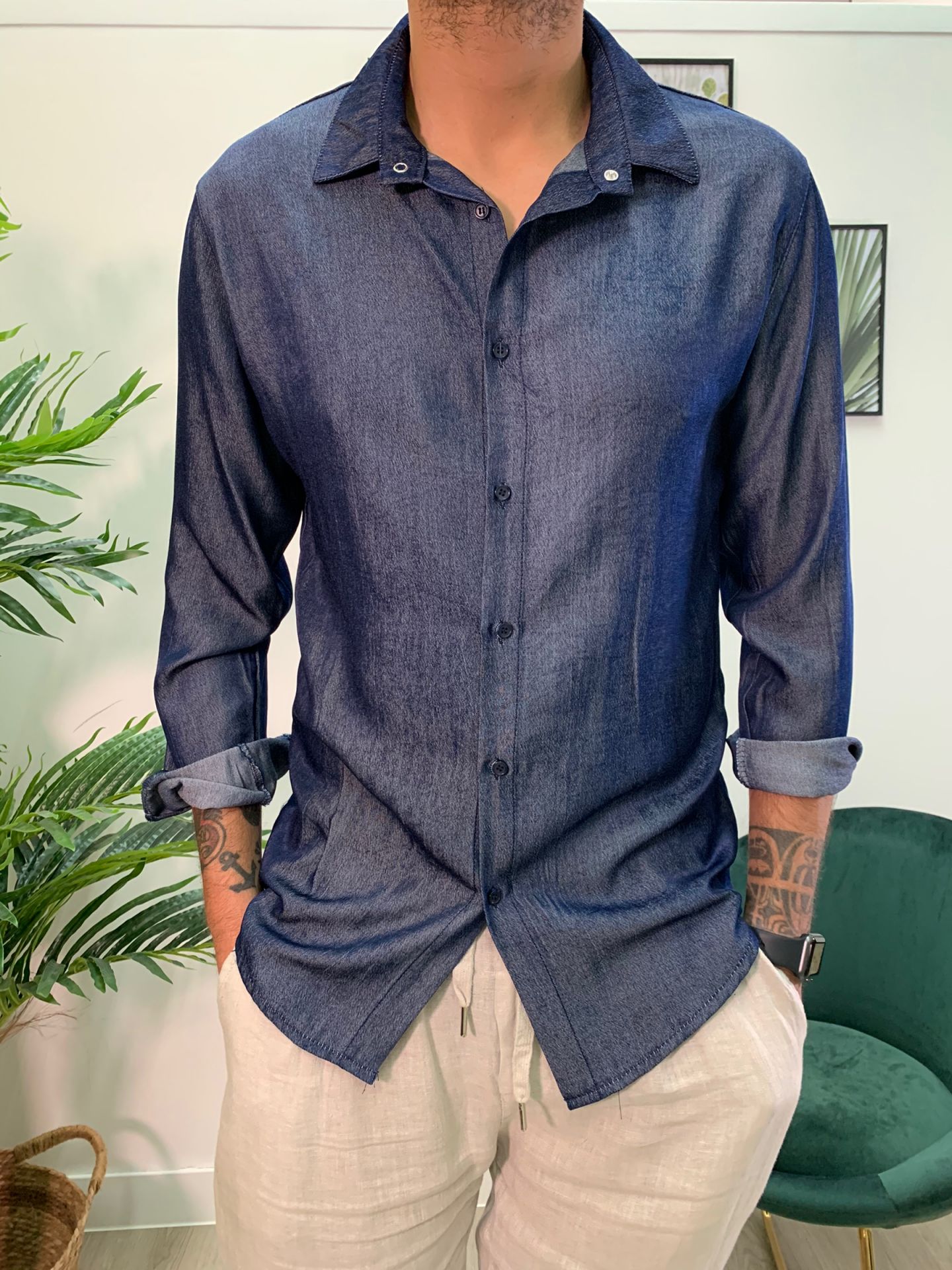 CAMICIA VISCOSA EFFETTO JEANS Icona Urban Market